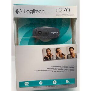 Logitech C270 HD Webcam 720p Video 3MP Photos Built-In Noise-Reducing Mic For Sk